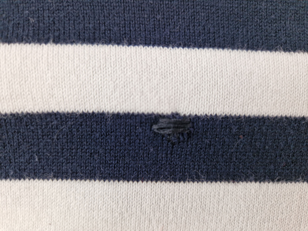 Feinstrickpullover Gr. 36/38 Tommy Hilfiger blau/weiß mit V-Ausschnitt
