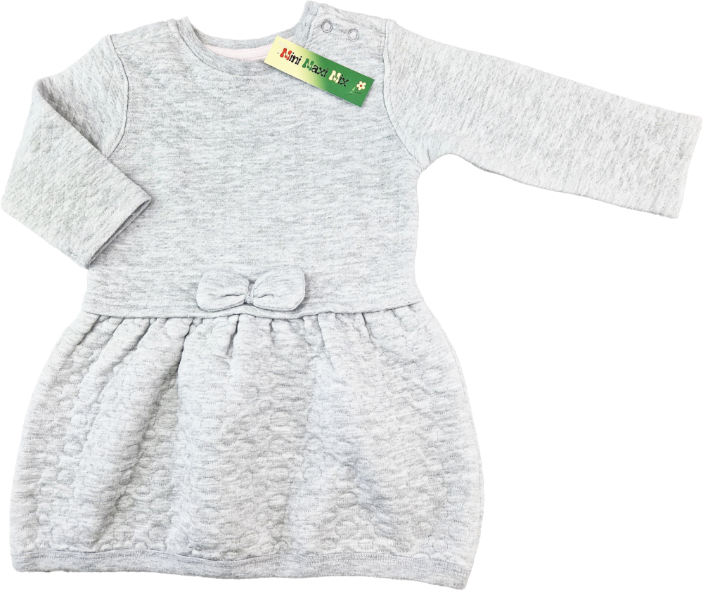 wattiertes Kleidchen Gr. 74/80 grau langarm Schleifchen