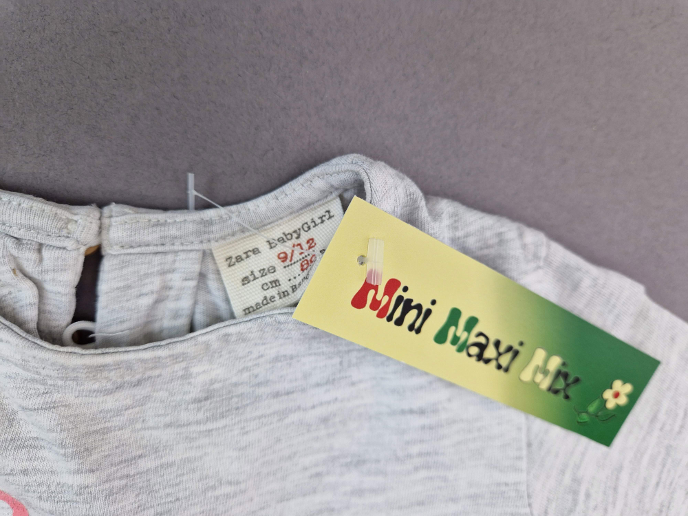 Langarmshirt Gr. 74/80 Zara hellgrau Häschen