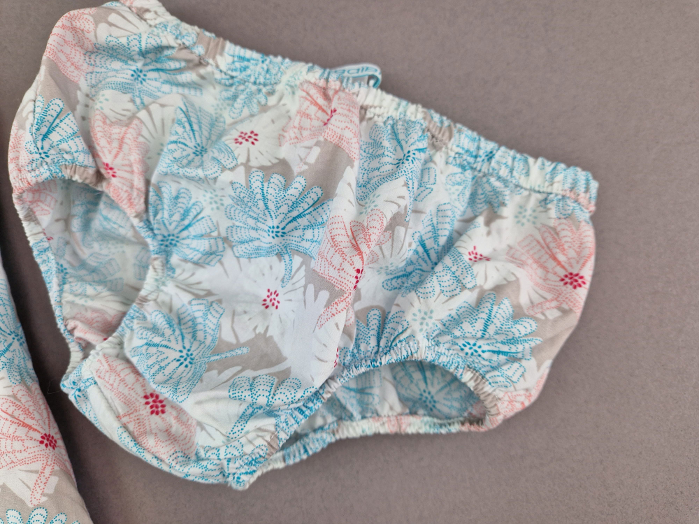 französisches Sommerkleidchen Gr. 74 Okaidi geblümt hellblau/rosa/weiß 2 Teiler