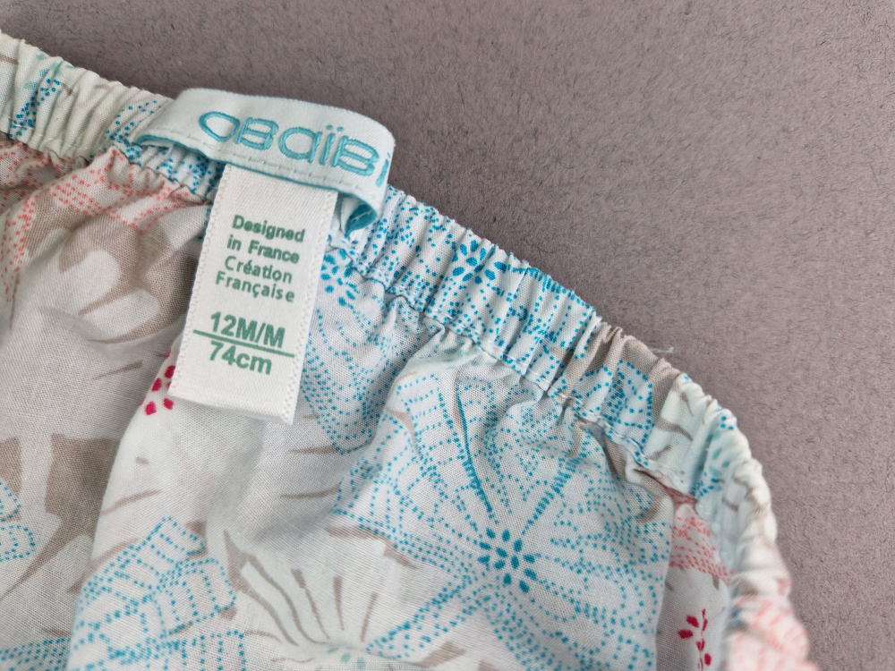 französisches Sommerkleidchen Gr. 74 Okaidi geblümt hellblau/rosa/weiß 2 Teiler