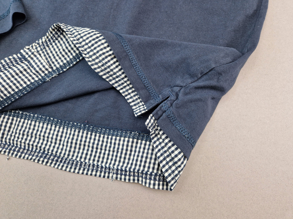 Langarmshirt Gr. 140 s.Oliver dunkelblau /kariert 2 Lagenlook