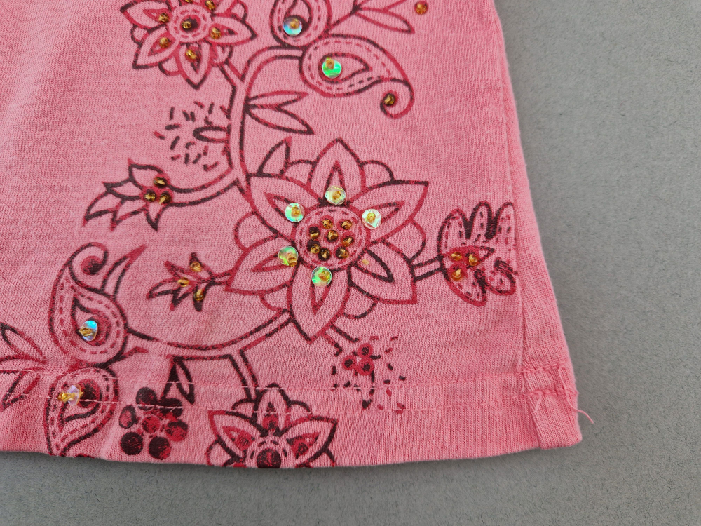 Langarmshirt gr. 74/80 rosa/weiß 2 Lagenlook Pailletten Blumen