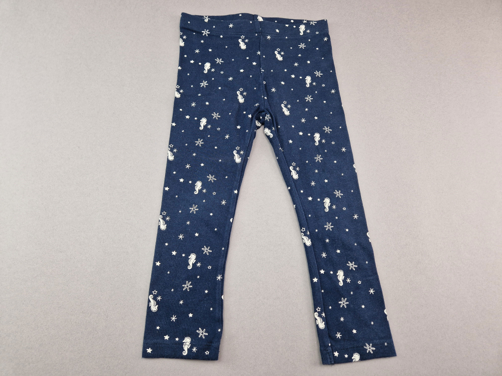 lange Leggins Gr. 86/92 dunkelblau mit Seepferdchen und Seesternen