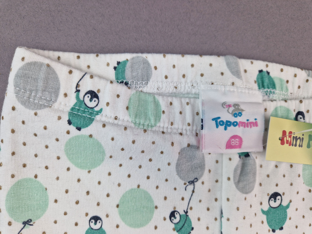 Glitzerleggins Gr. 86 Topomini weiß/grün Pinguine