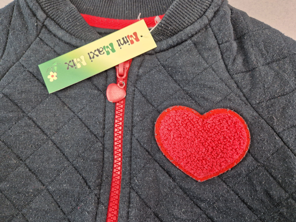Steppjacke Gr. 92 Palomino schwarz mit rotem Herz