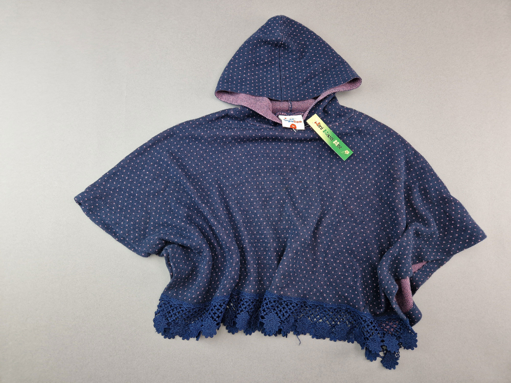 kuschelweicher Poncho Gr. 98 Topolino dunkelblau/flieder Strick