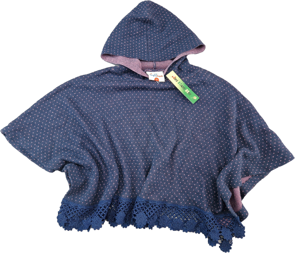 kuschelweicher Poncho Gr. 98 Topolino dunkelblau/flieder Strick