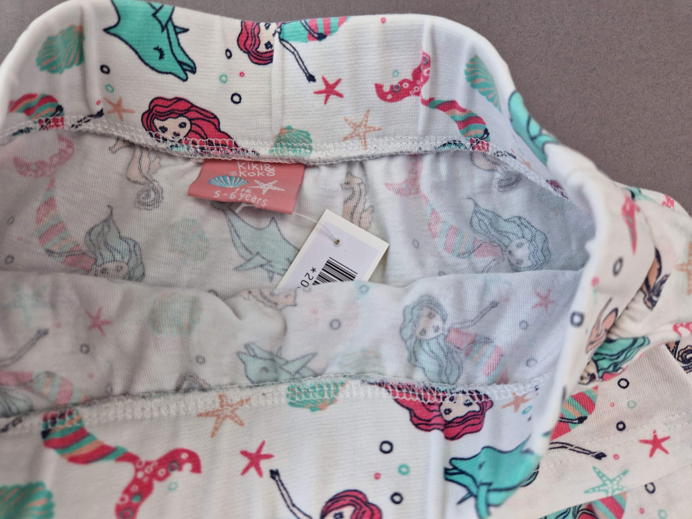 Jerseyröckchen Gr. 116 Volant weiß Seepferdchen Meerjungfrauen