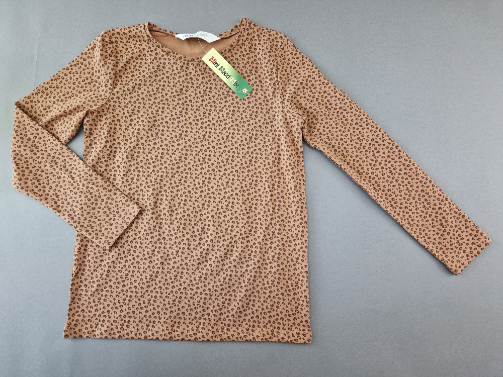 Stretchshirt langarm Gr. 122 H&M braun mit Muster