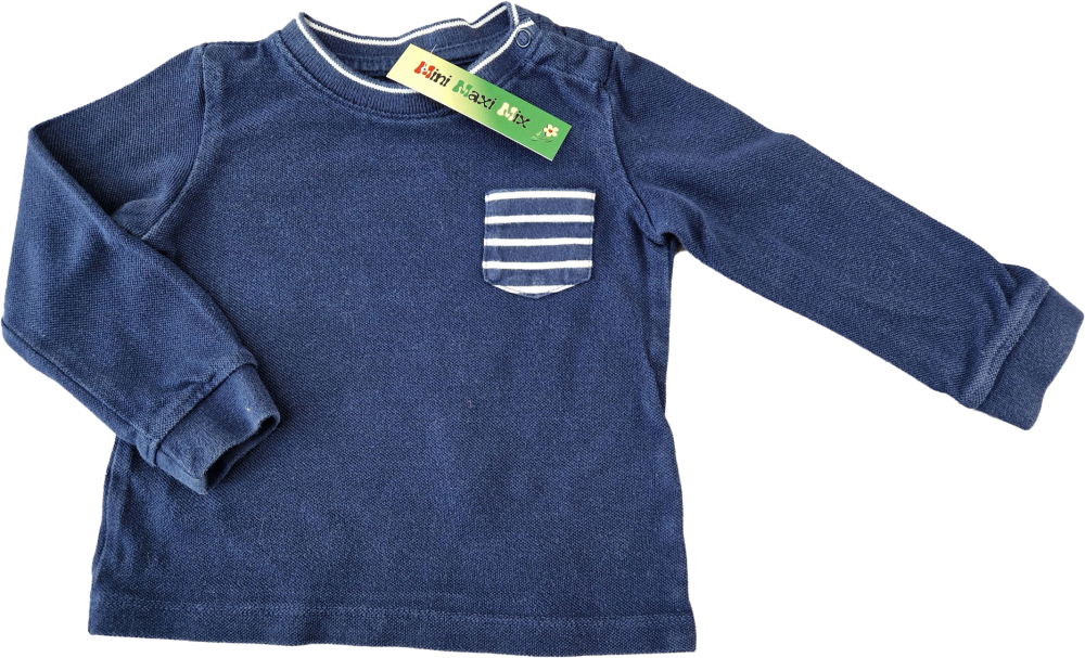 Langarmshirt Gr. 74/80 C&A dunkelblau mit Ringeltasche