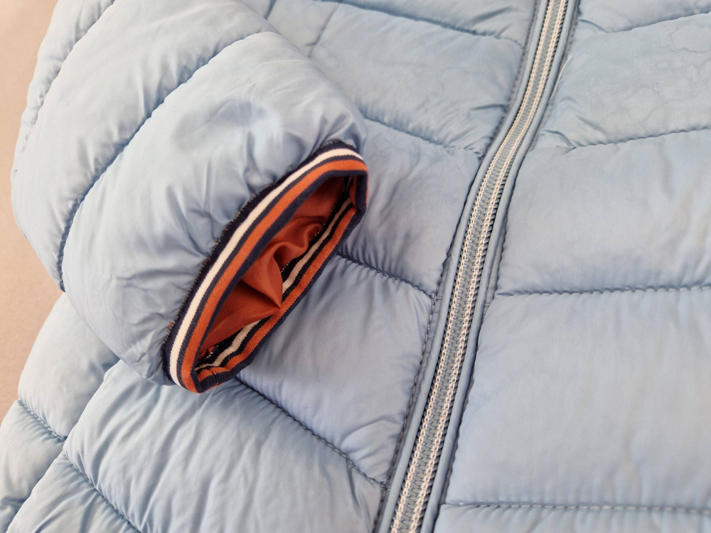 luftig leichter Anorak Gr. 74/80 C&A hellblau/braun wattiert mit Kaputze