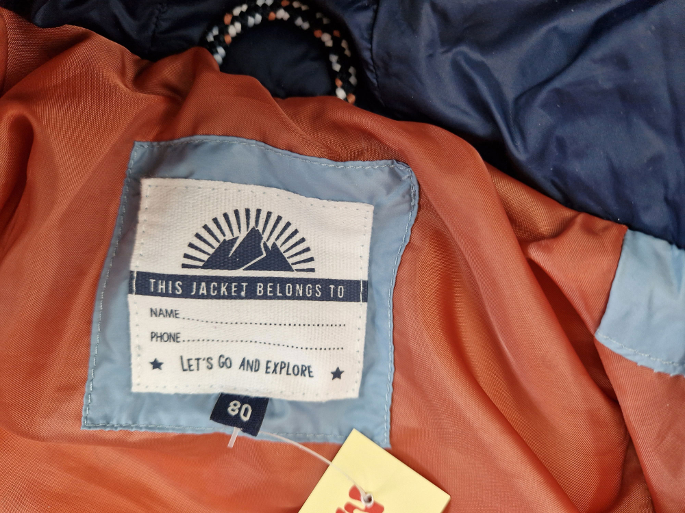 luftig leichter Anorak Gr. 74/80 C&A hellblau/braun wattiert mit Kaputze