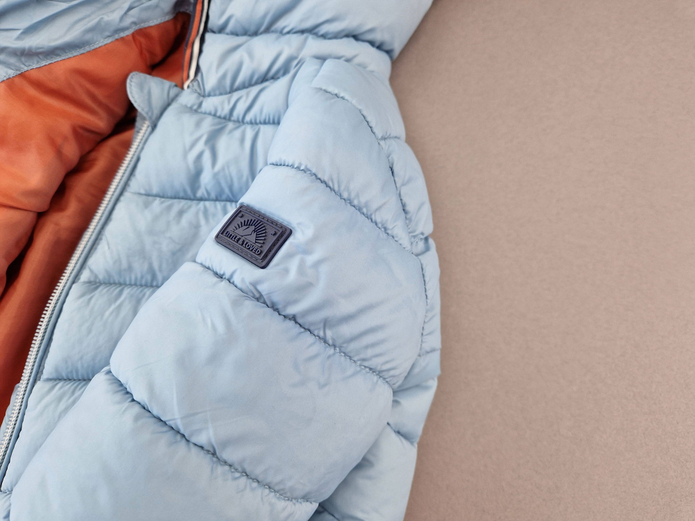luftig leichter Anorak Gr. 74/80 C&A hellblau/braun wattiert mit Kaputze