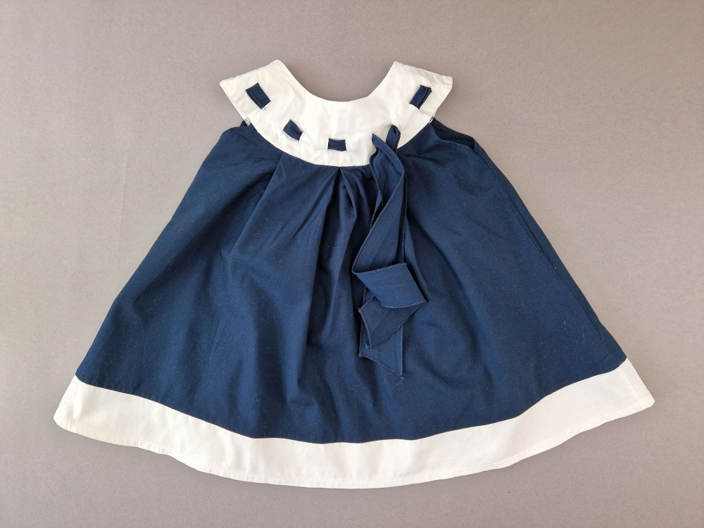 ital. Sommerkleidchen Gr. 74/80 mama dunkelblau/weiß weit ärmellos Matrosenkleid