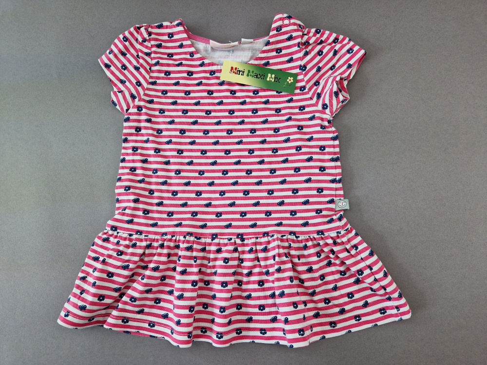 Jerseykleidchen Gr. 74 Liegelind pink/weiß Blümchen kurzarm