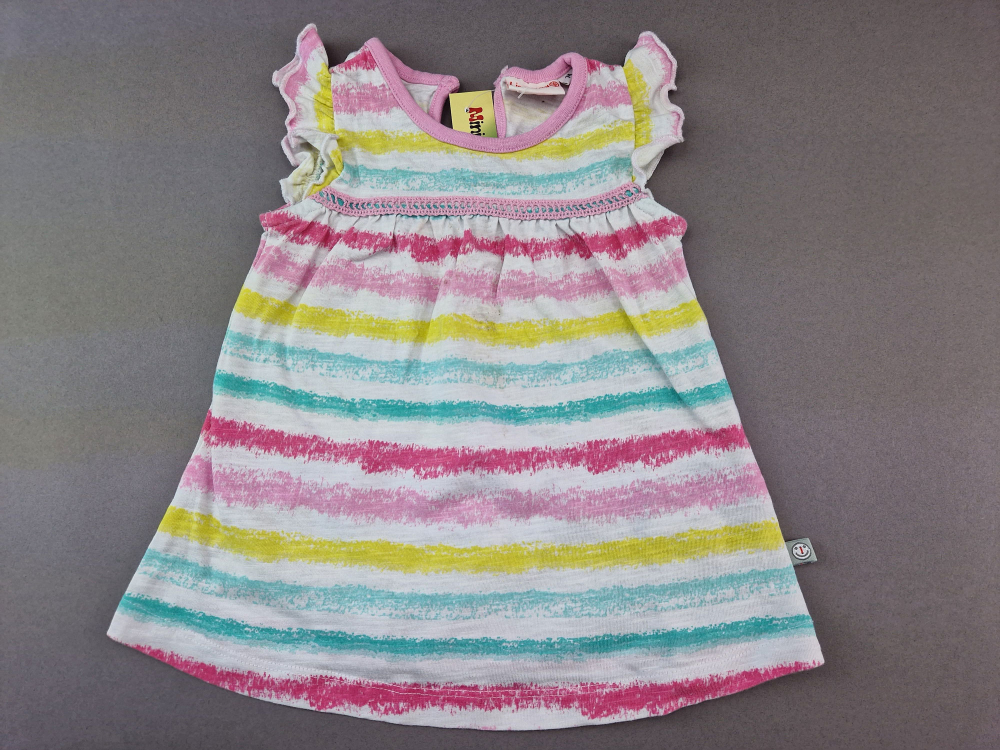 Sommerkleidchen Gr. 74 Liegelind rosa/gelb Jersey Flügelärmchen