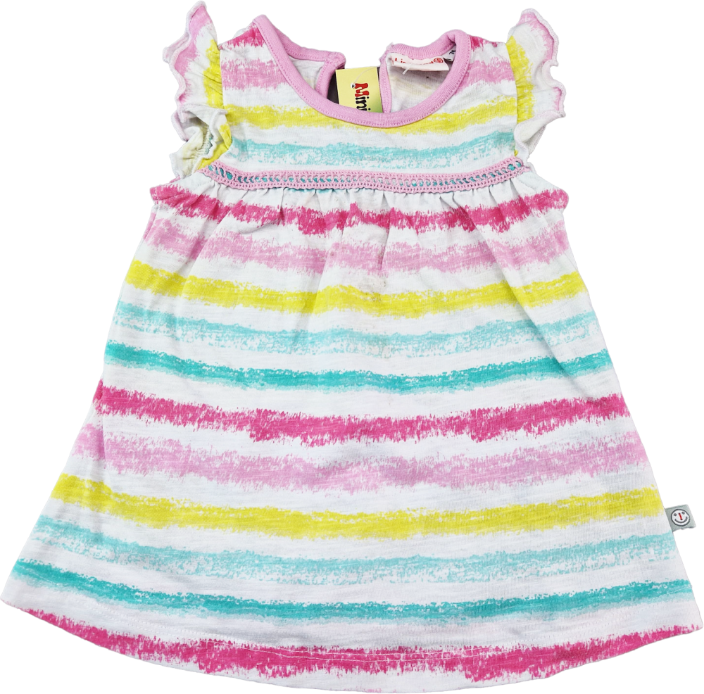 Sommerkleidchen Gr. 74 Liegelind rosa/gelb Jersey Flügelärmchen