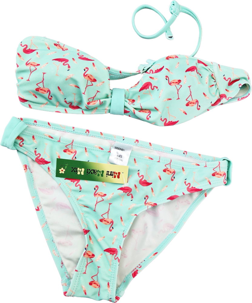 Bikini Gr. 134/140 Teens mintgrün mit Flamingos