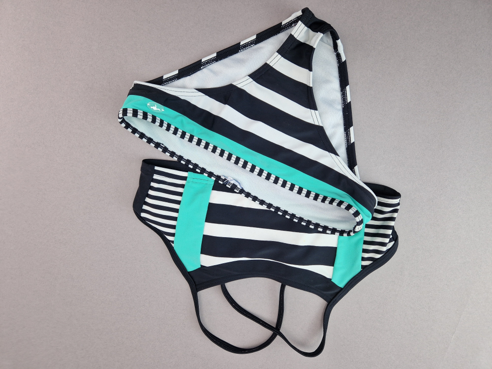 Bikini Gr. 146/152 KangaROOS schwarz/grau/grün Blockstreifen