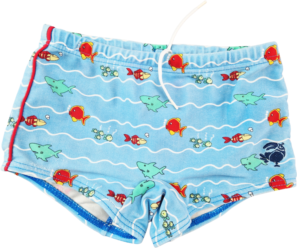 Badehose Gr. 92/98 Jako-o hellblau mit bunten Fischen Kordelzug