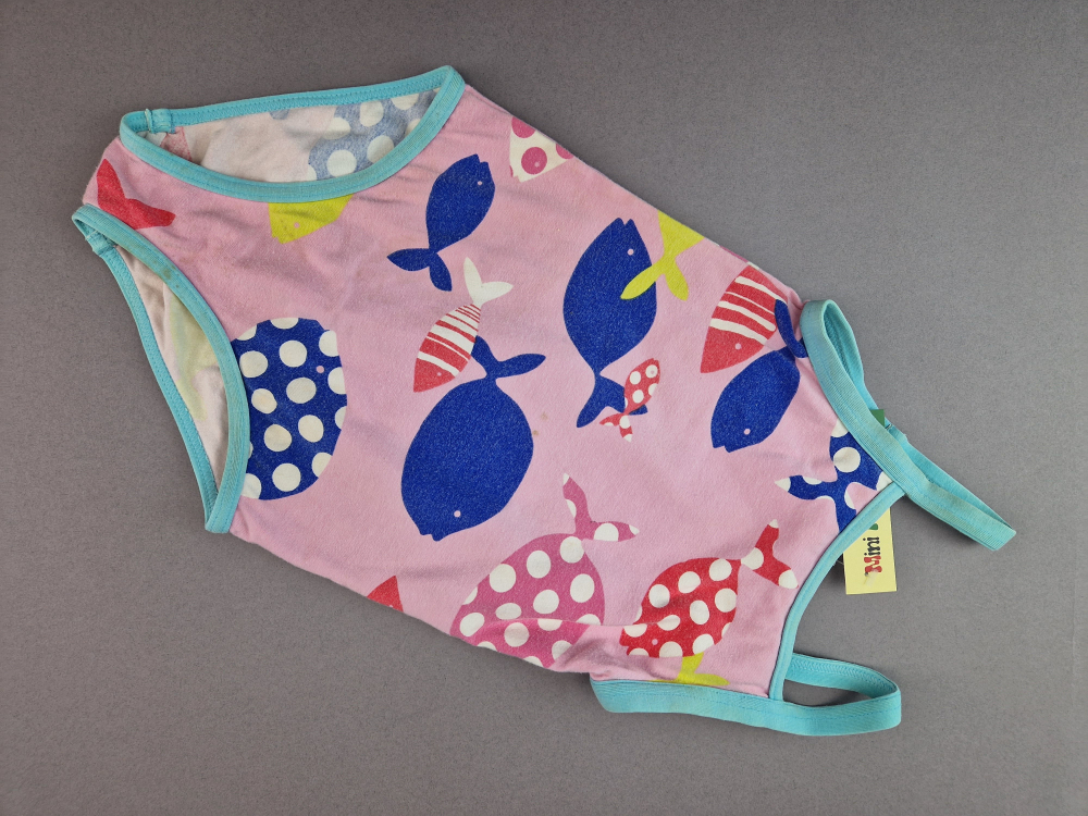 Baumwollbadeanzug Gr. 116 mini Boden rosa/blau Fische