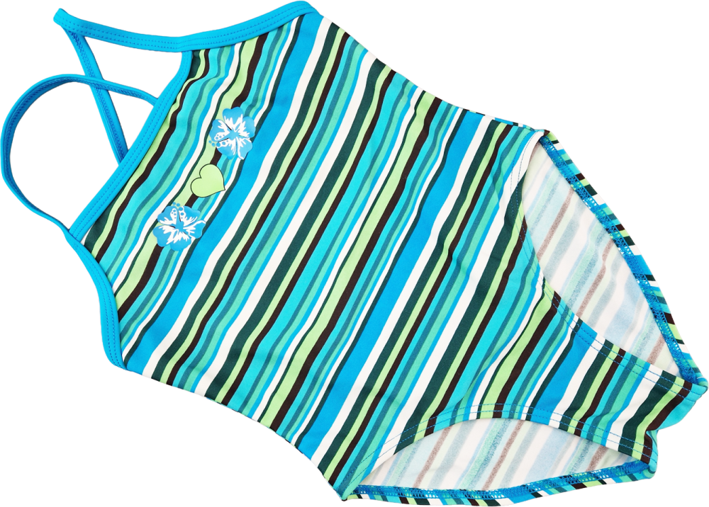 Badeanzug Gr. 116/122 Rodeo Sport türkis/blau/grün gestreift