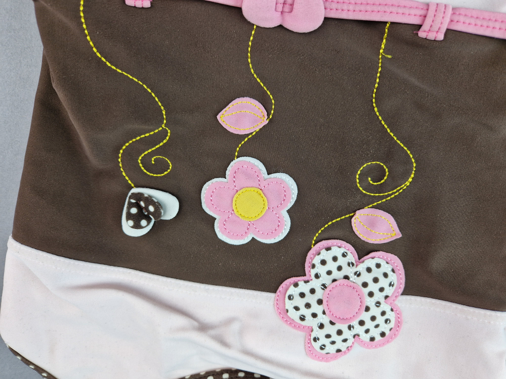 Badeanzug Gr. 128/134 H&M rosa/braun Kleidchen/Blümchen