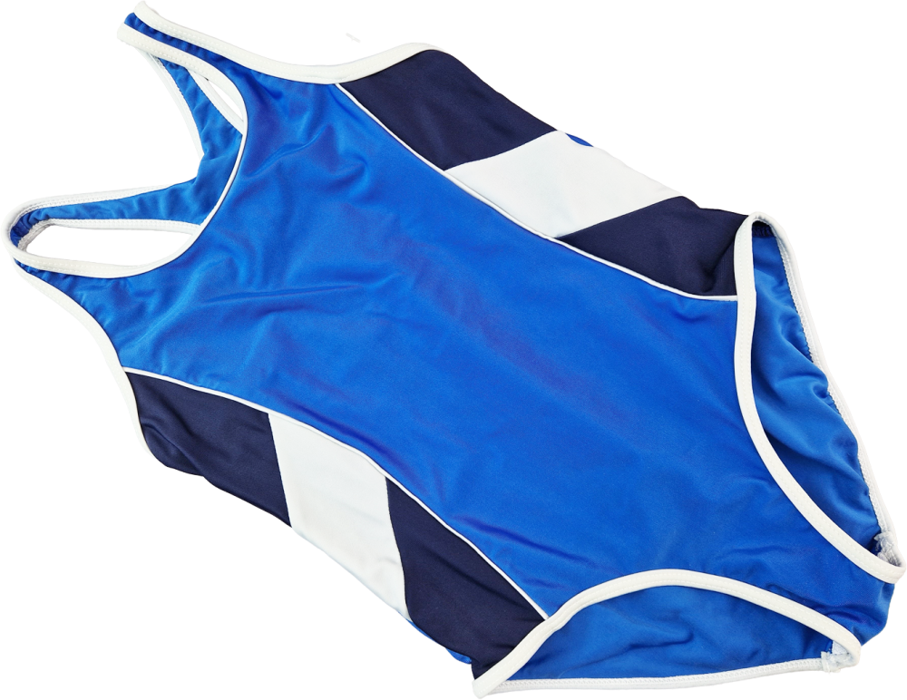 Badeanzug Gr. 122 royalblau/weiß