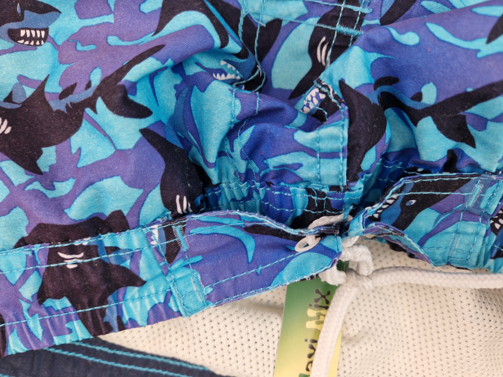 Badeshorts Gr. 140/146 Yigga schwarz/blau Haie (weit)