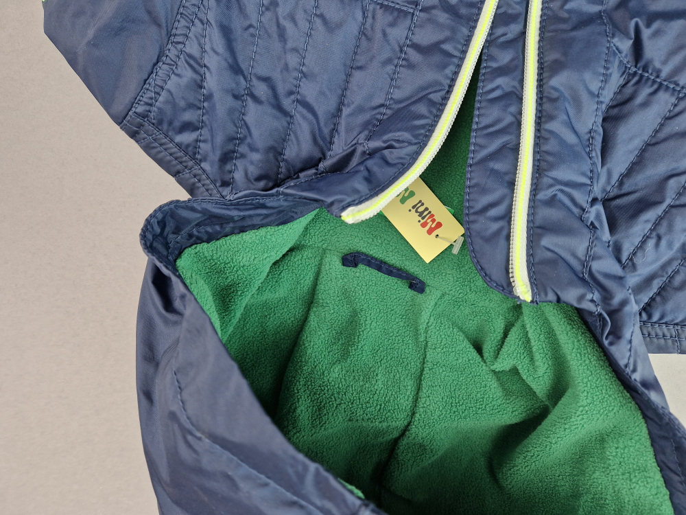 Regenjacke Gr. 110/116 Benetton dunkelblau/grün fleecegefüttert