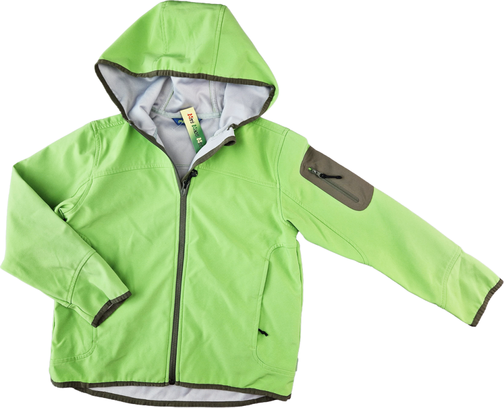 Softshelljacke Gr. 134 me`ru’ grün/grau mit Kaputze