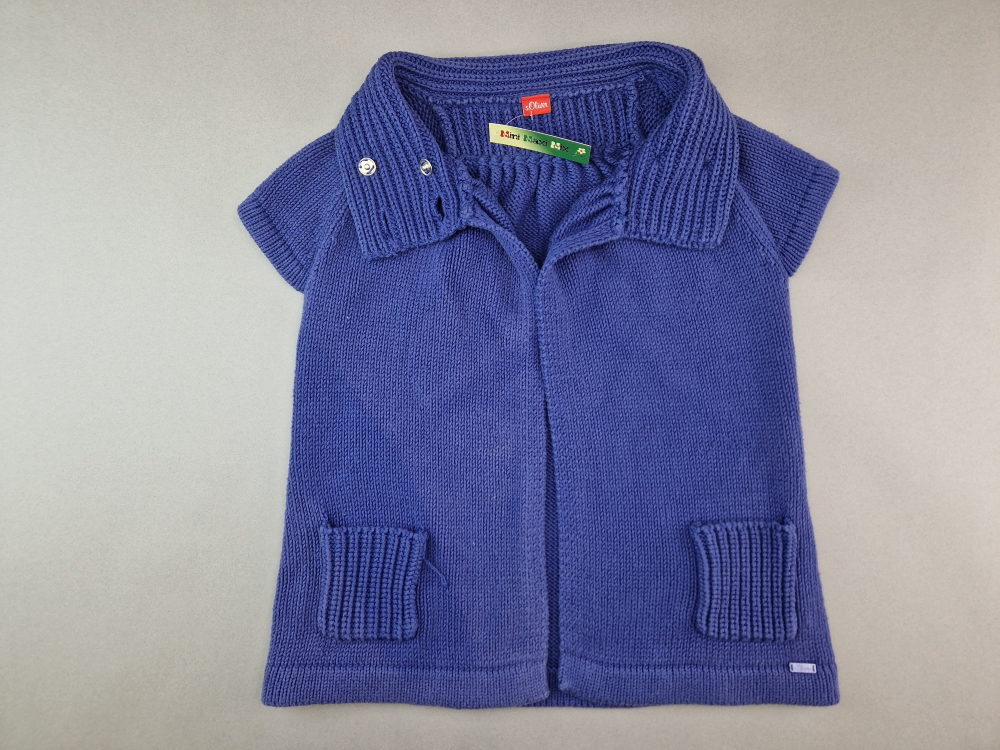 Bolerostrickjacke Gr. 164 s.Oliver blau/lila kurzarm dick gestrickt Acrylwolle
