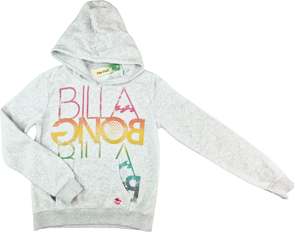 Kaputzenpullover Gr. 152 Billa Bong hellgrau mit Aufdruck