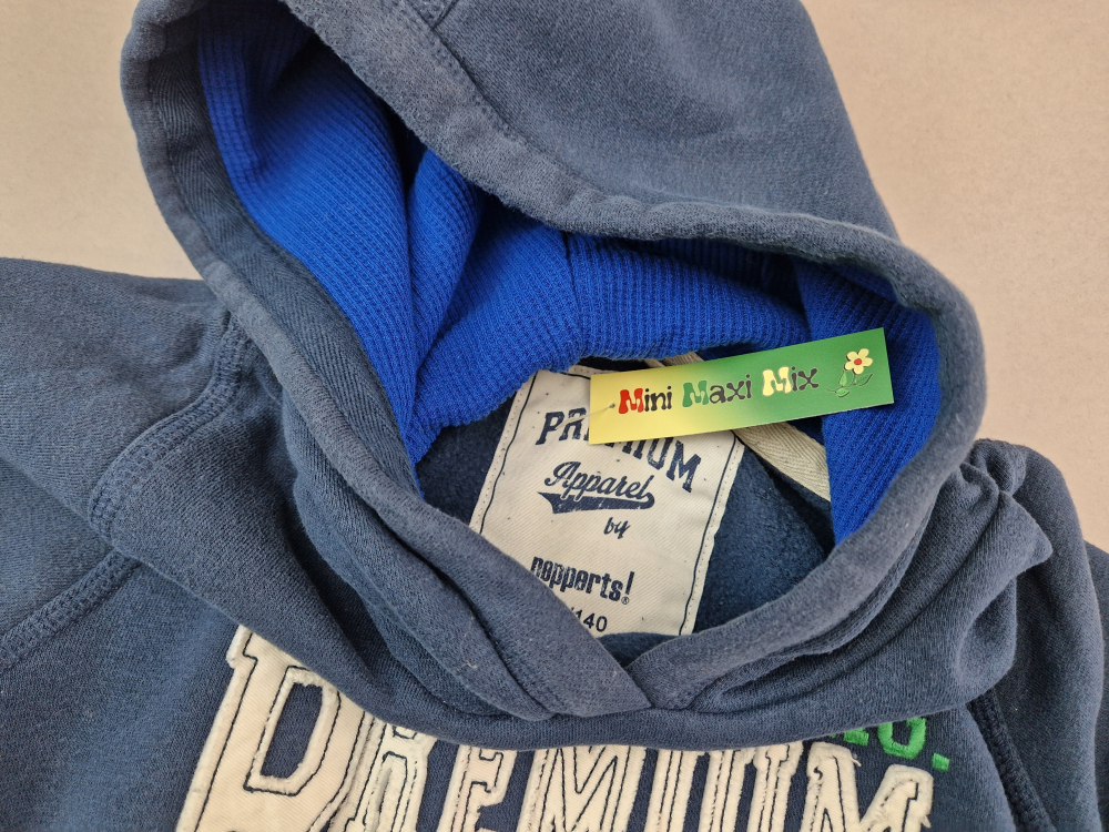 Kaputzensweatshirt Gr. 134/140 dunkelblau Premium Bauchtasche