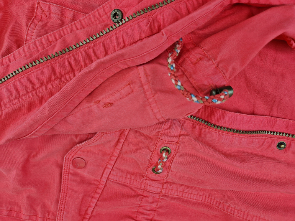 Übergangsjacke Gr. 164 Katag orangerot mit Kaputze und vielen Taschen, Baumwolljacke