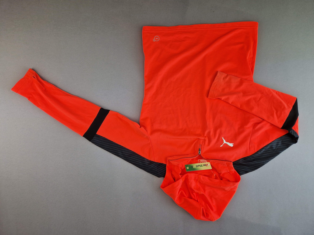 Stretch Sportsweatshirt Gr. 158/164 Puma leuchtorange/schwarz langarm Kaputze