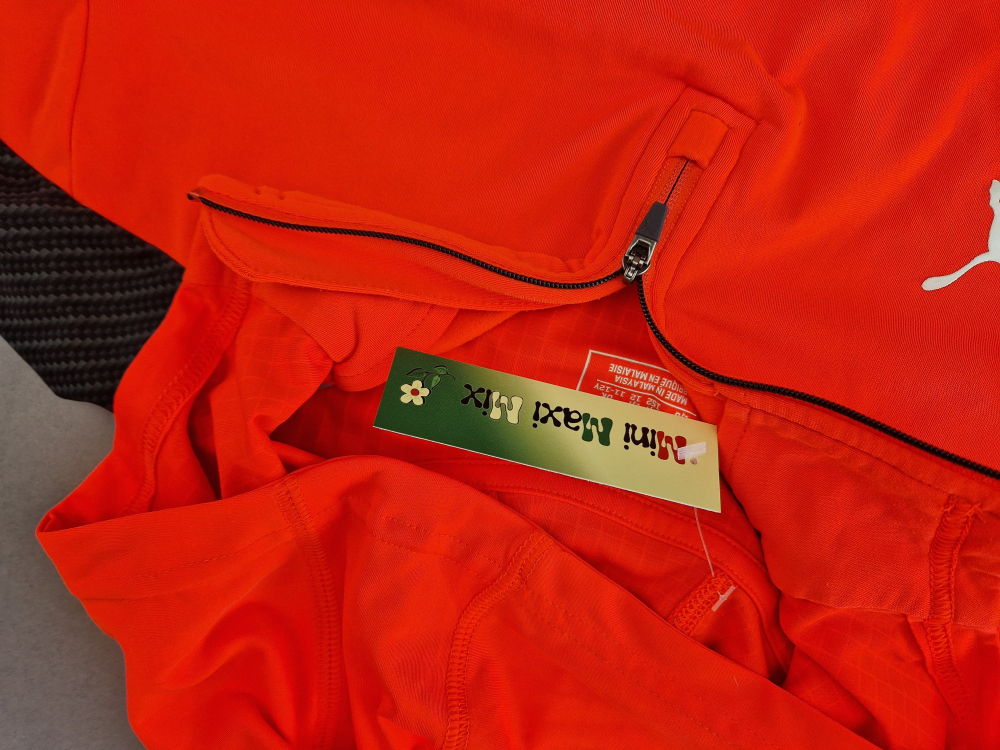 Stretch Sportsweatshirt Gr. 158/164 Puma leuchtorange/schwarz langarm Kaputze