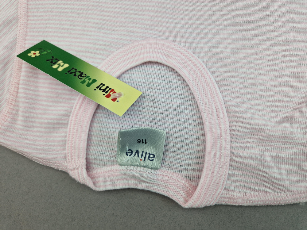 Halbarmunterhemd Gr. 122 rosa/weiß geringelt