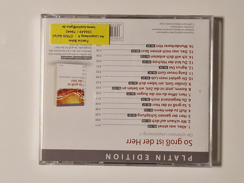 So groß ist der Herr – Die schönsten Lobpreissongs 1 – Platin Edition