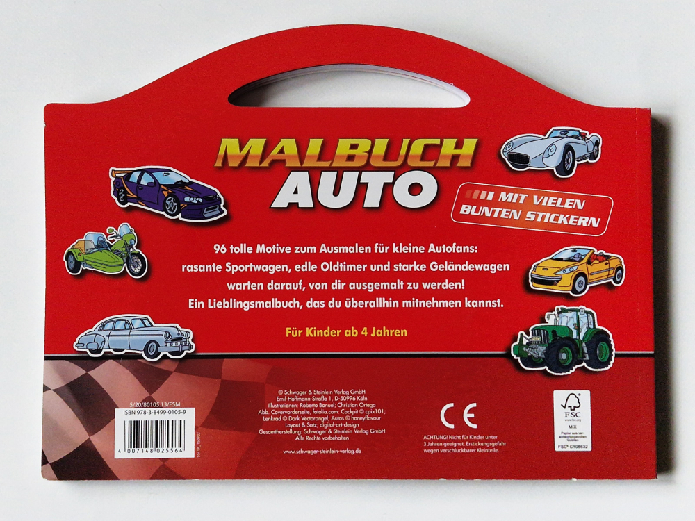 Malbuch Auto  - mit vielen bunten Stickern