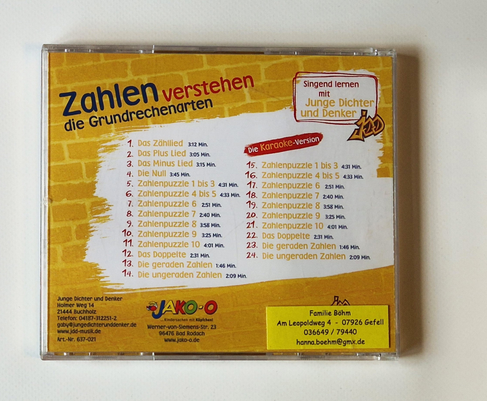 Zahlen verstehen – die Grundrechenarten – Singend lernen mit Junge Dichter und Denker – Sonder-Edition für Jako-o