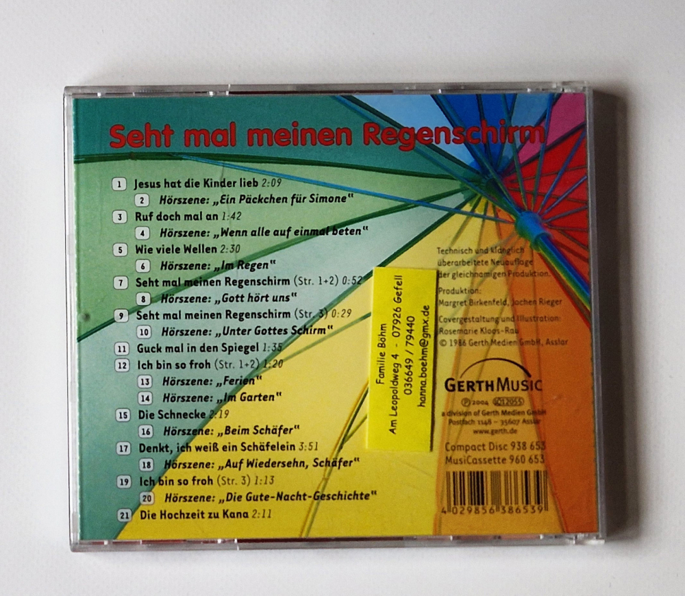 Seht man meinen Regenschirm – Lieder und Geschichten für kleine Leute