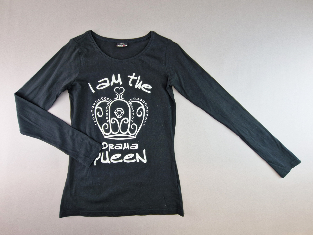 Langarmshirt Gr. 36 crash one schwarz mit Glitzer Krone