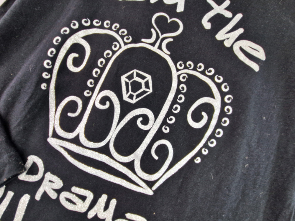 Langarmshirt Gr. 36 crash one schwarz mit Glitzer Krone