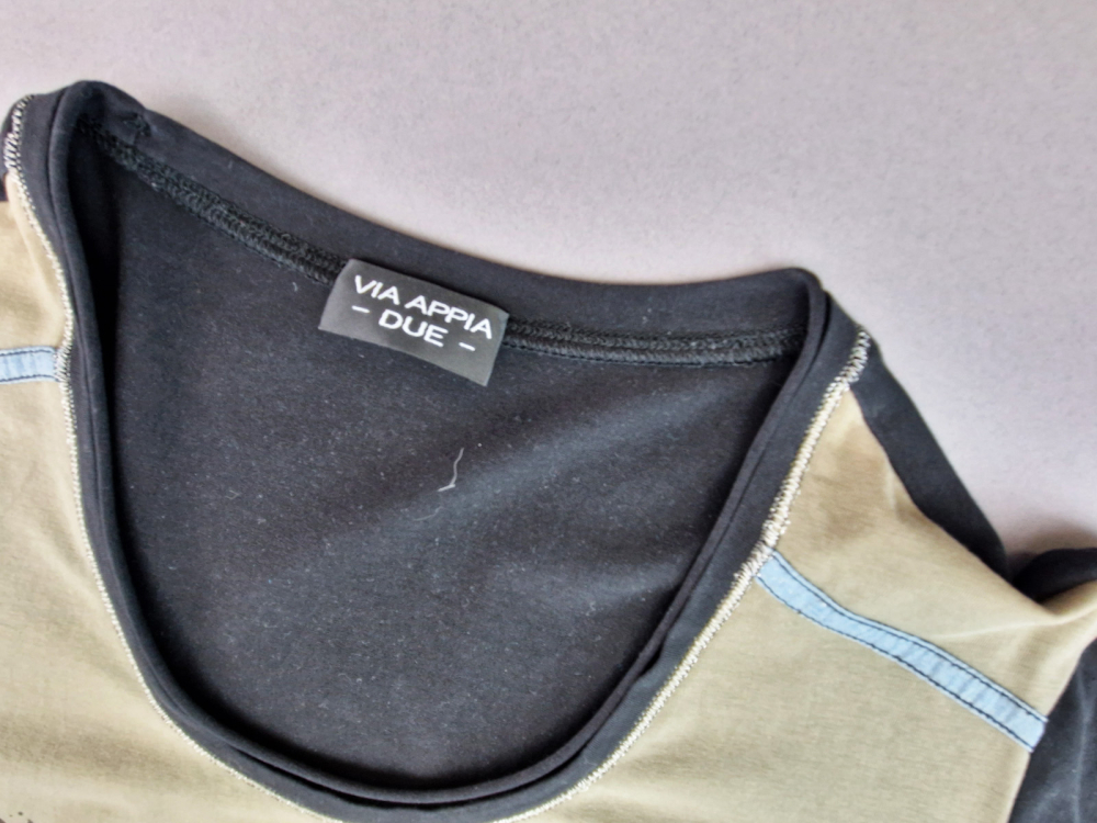 schickes Stretchshirt Gr. 48 Via Appia langarm schwarz/oliv raffiniert