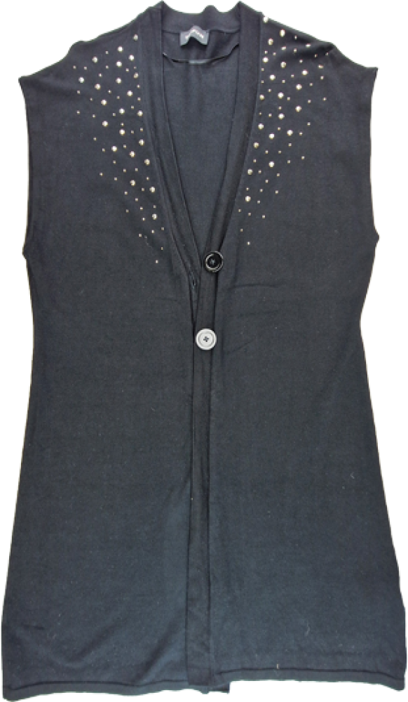 lange Stretchweste Gr. 38/40 Taifun ohne Arm tiefschwarz mit Nieten