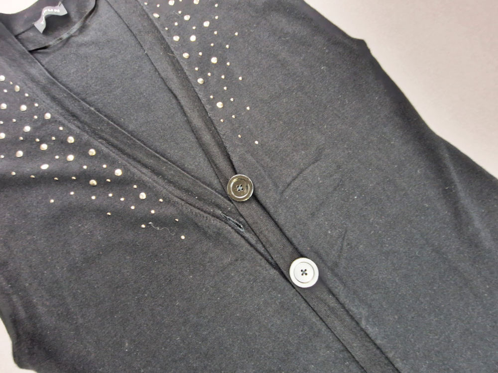 lange Stretchweste Gr. 38/40 Taifun ohne Arm tiefschwarz mit Nieten