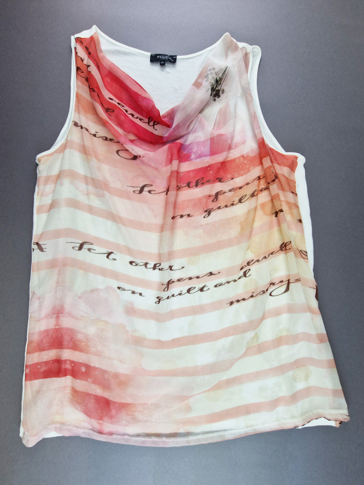 Shirtbluse Gr. 48/50 Bexleys weiß/zartrosa/rot Doppellage ohne Arm