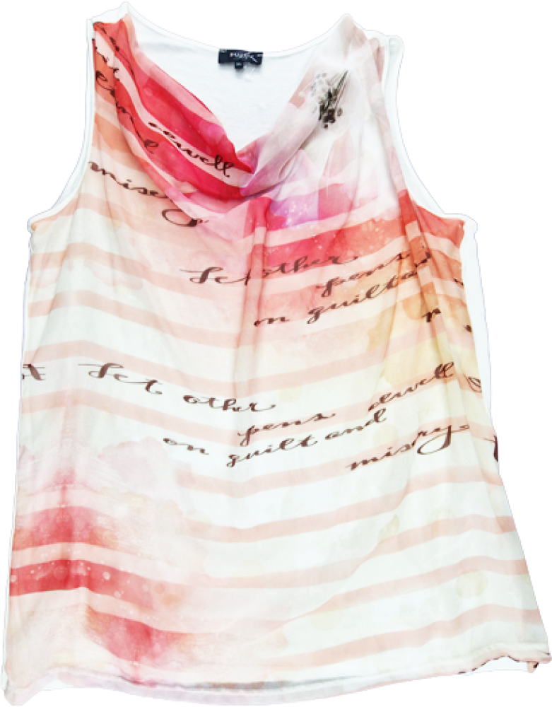 Shirtbluse Gr. 48/50 Bexleys weiß/zartrosa/rot Doppellage ohne Arm